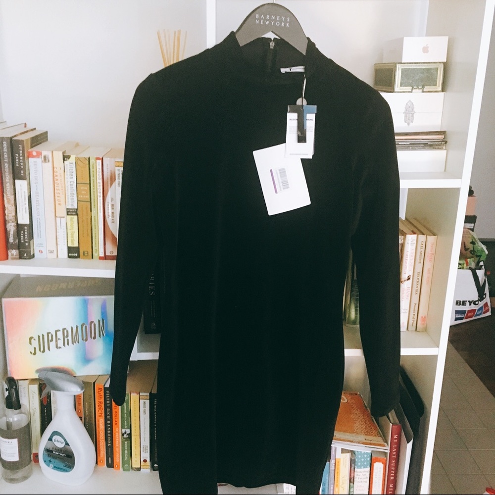 NWT T By Alexander Wang Black Velour Dress, Medium